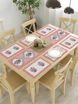 Handblock Printed Canvas Cotton Table Runner With Set Of 6 Mats