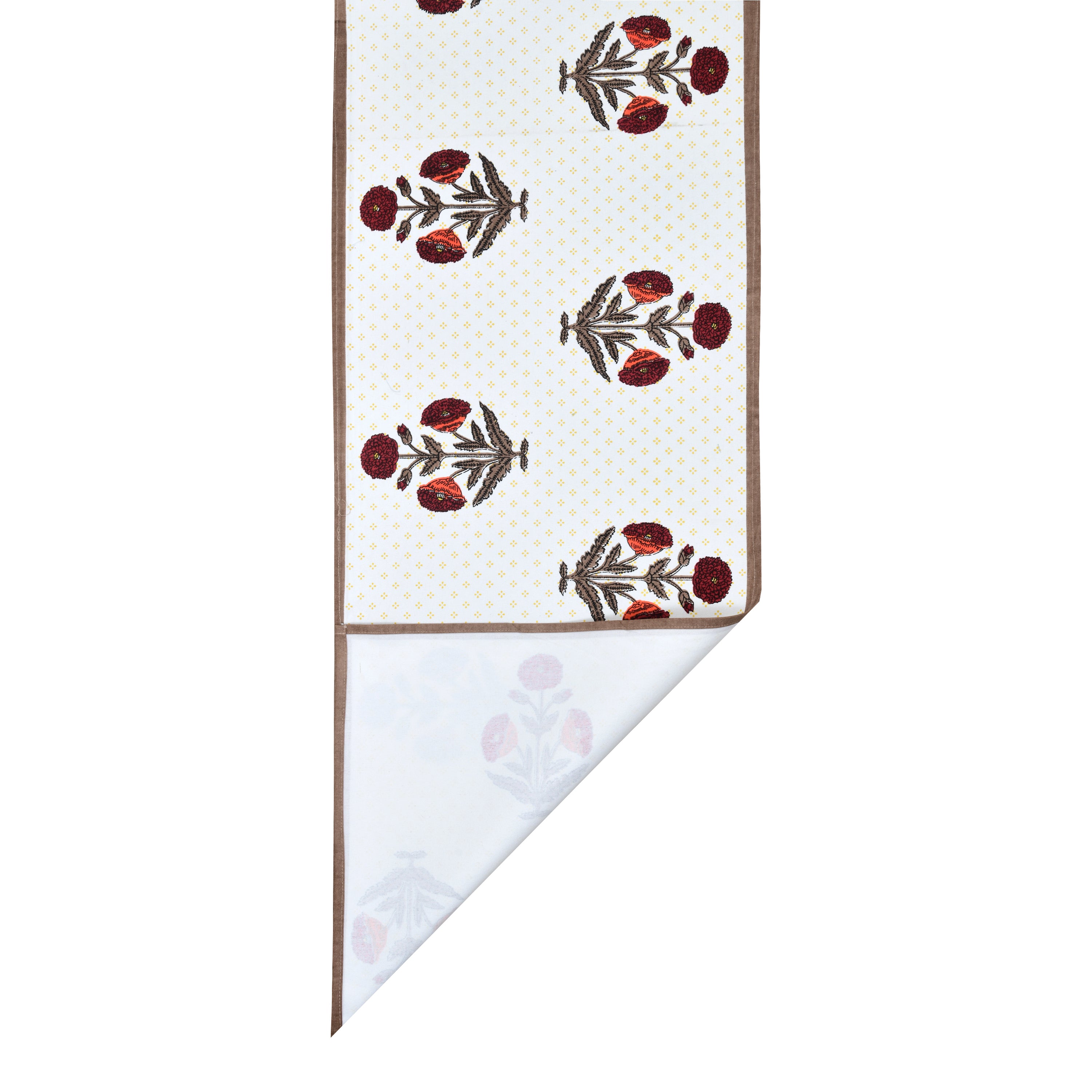 Handblock Printed Canvas Cotton Table Runner With Set Of 6 Mats