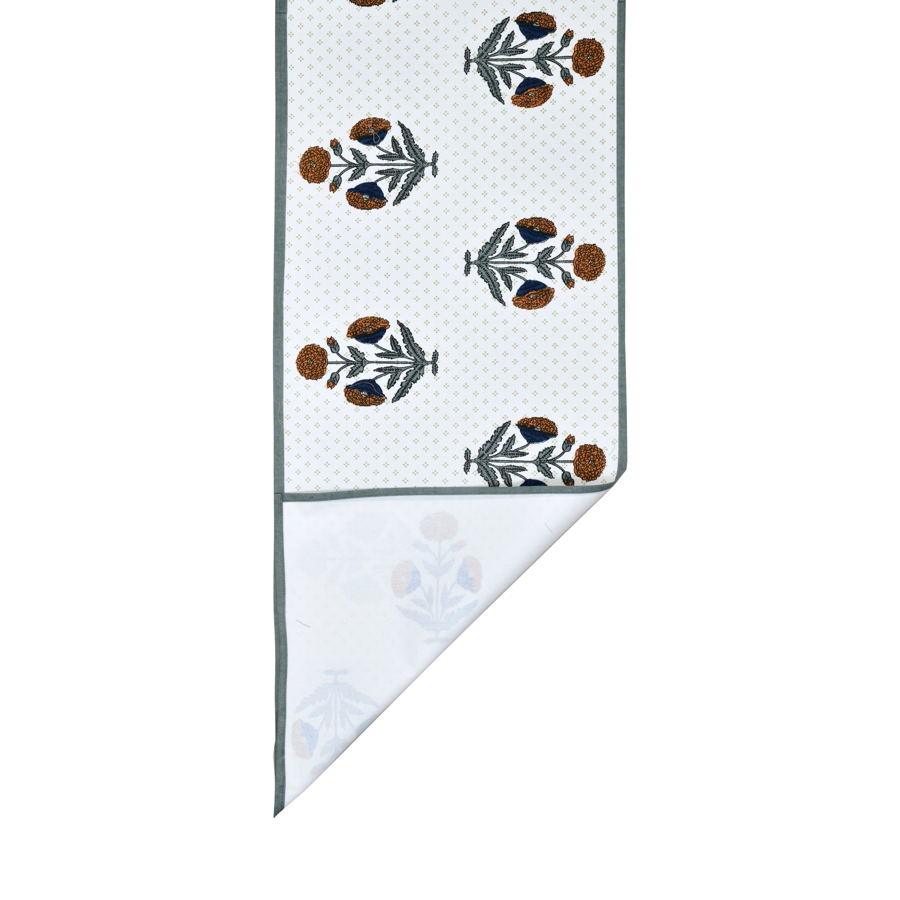 Diwali Gift Box with Handblock Printed Canvas Cotton Table Runner & Set Of 6 Mats, 2 laddoo candles