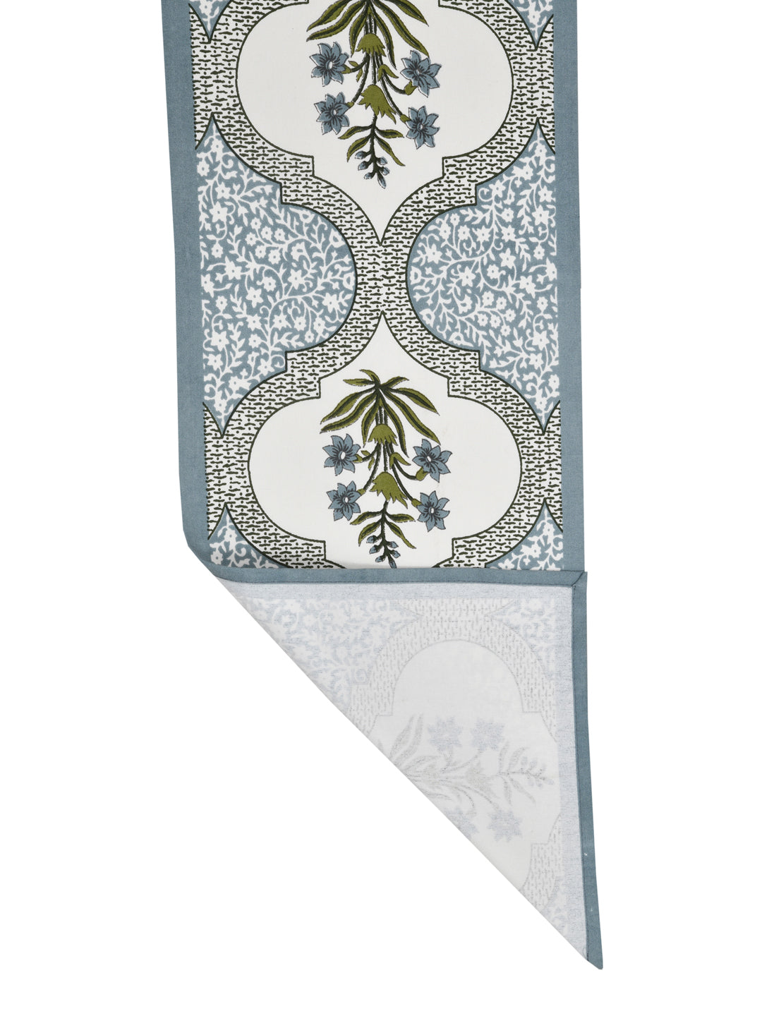 Handblock Printed Canvas Cotton Table Runner With Set Of 6 Mats