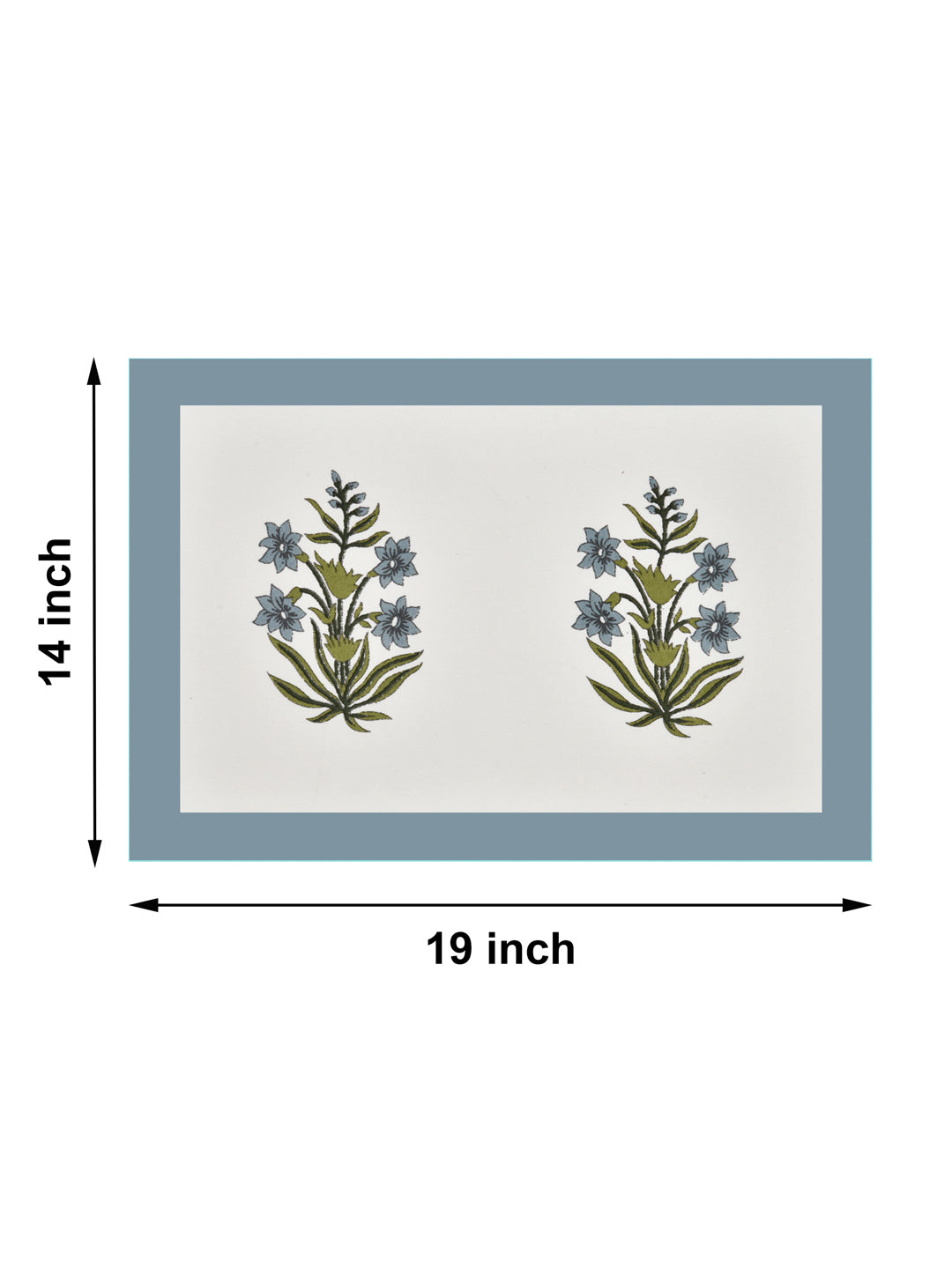 Handblock Printed Canvas Cotton Table Runner With Set Of 6 Mats