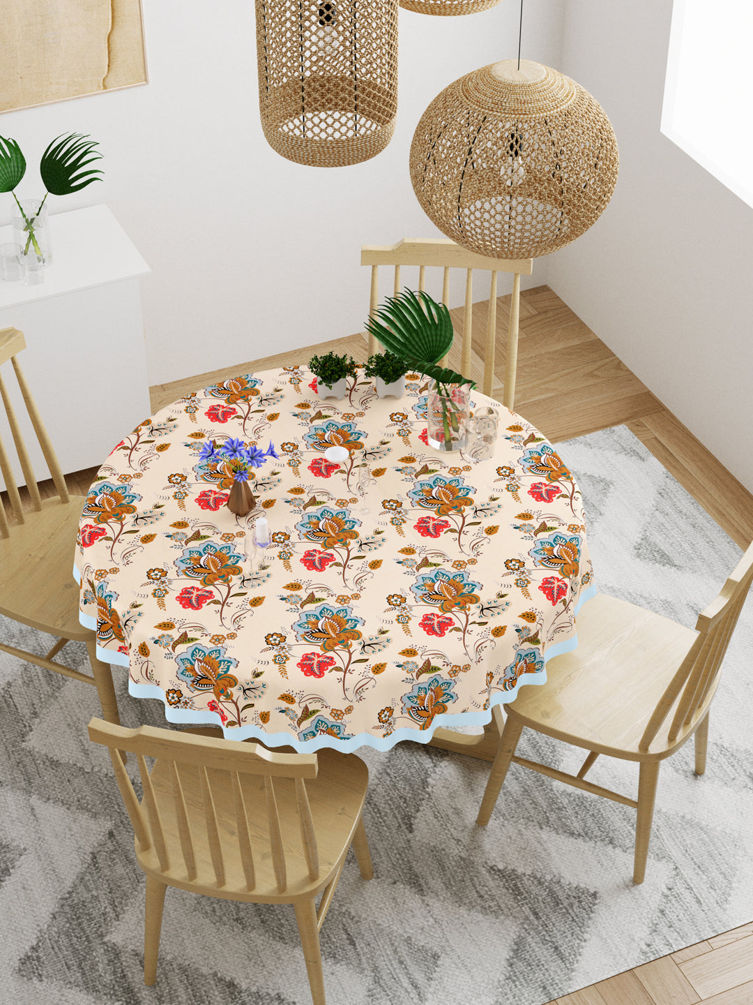 Cotton Round Table Cover - 6 seater- 60inches