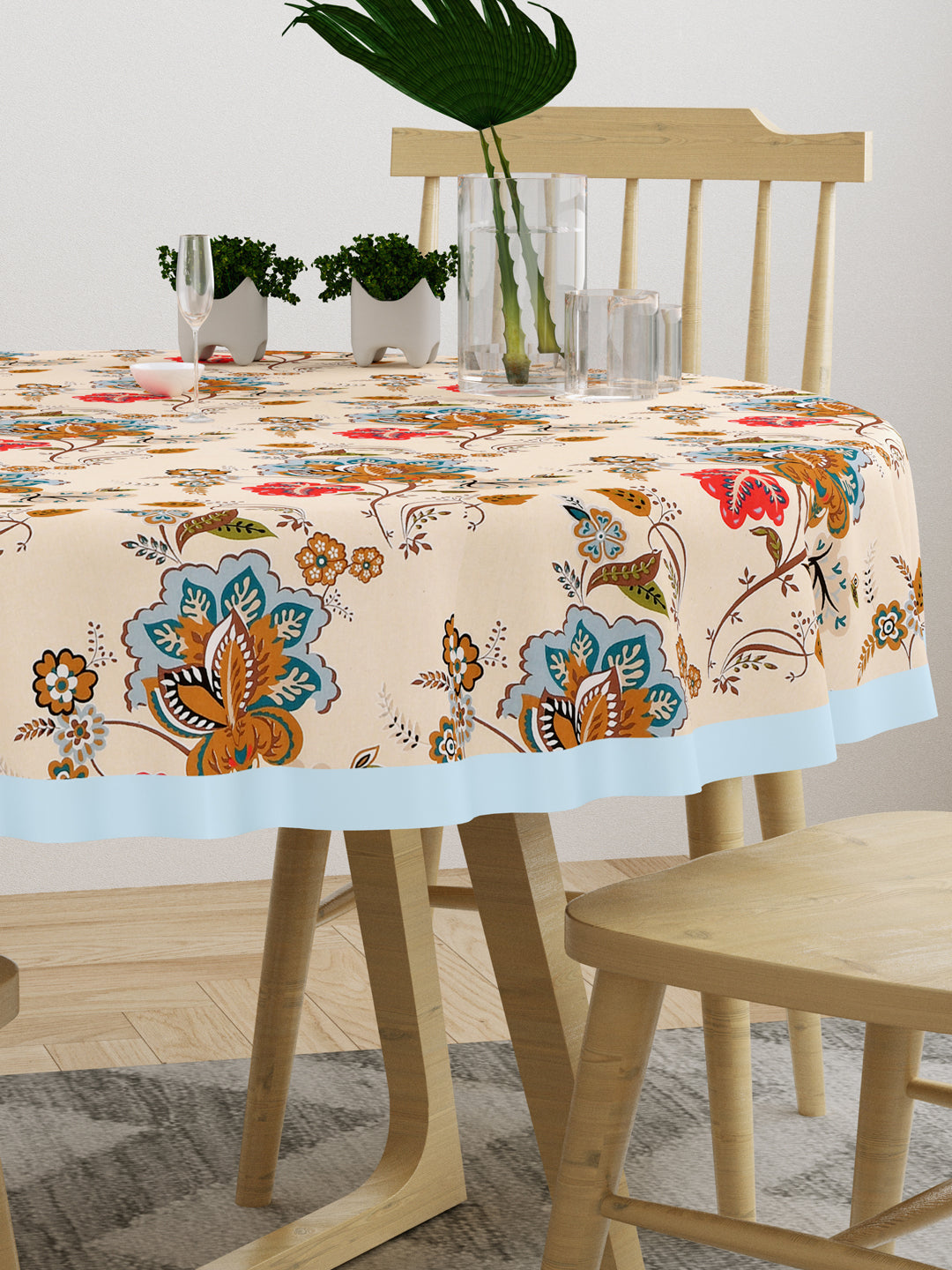 Cotton Round Table Cover - 6 seater- 60inches