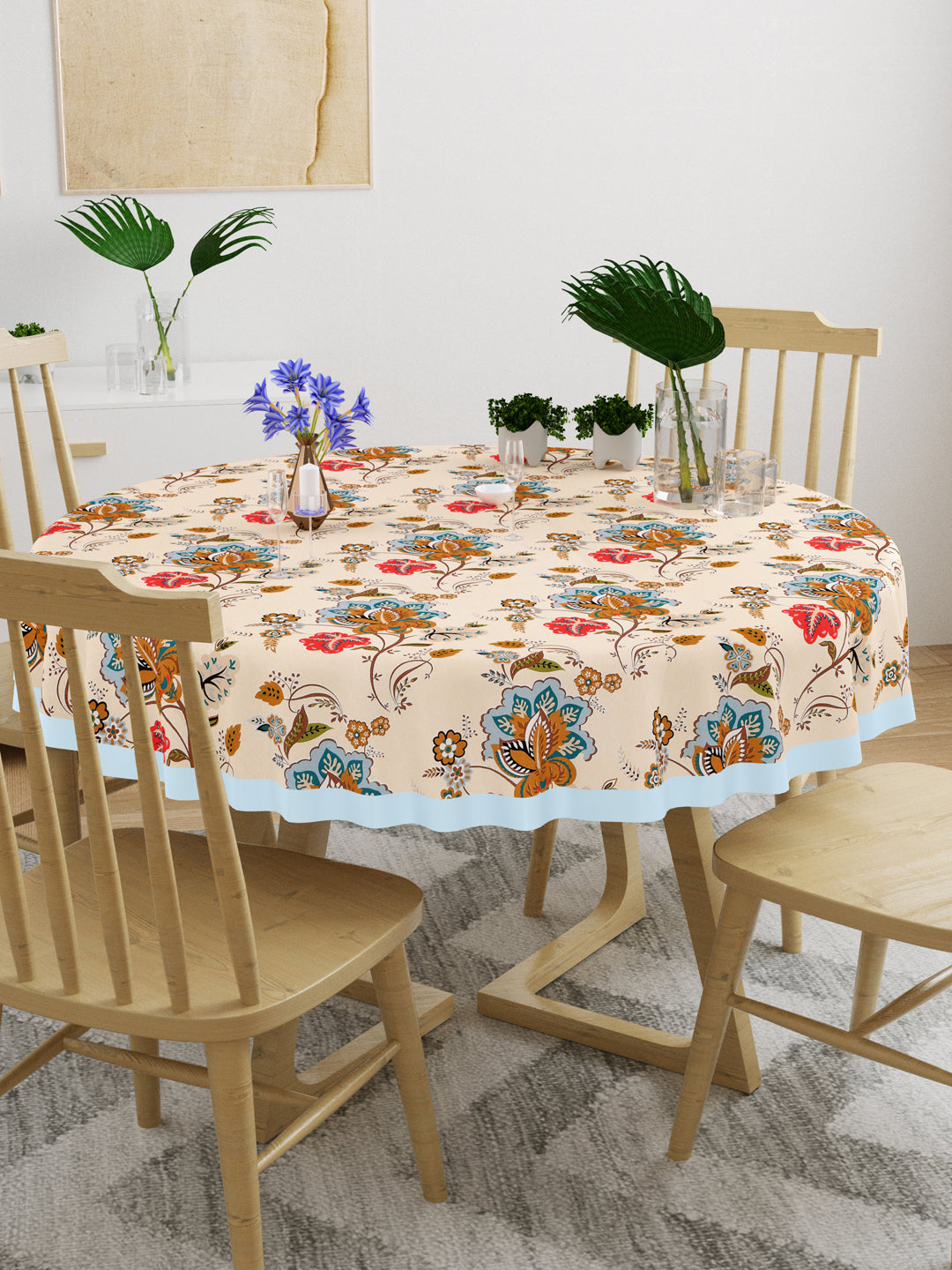 Cotton Round Table Cover - 6 seater- 60inches