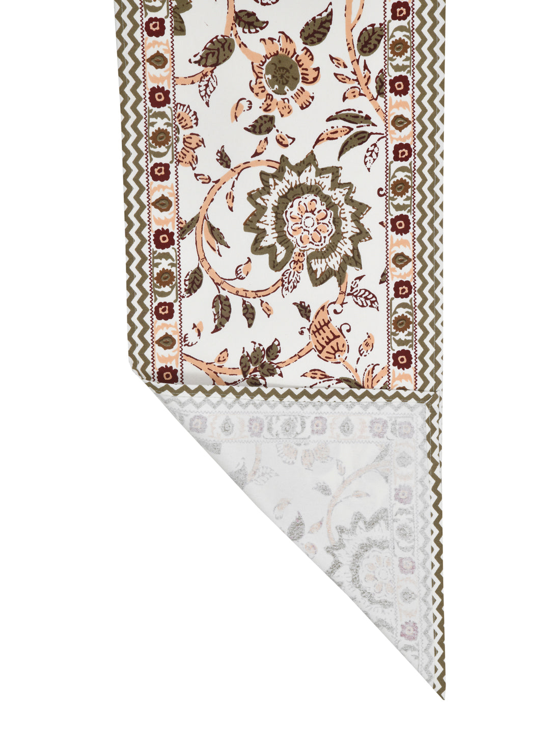 Diwali Gift Box with Handblock Printed Canvas Cotton Table Runner, Set Of 6 Mats & set of 2 Laddoo Candle