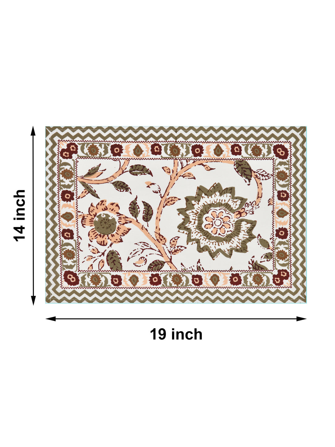 Diwali Gift Box with Handblock Printed Canvas Cotton Table Runner, Set Of 6 Mats & set of 2 Laddoo Candle