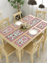Handblock Printed Canvas Cotton Table Runner With Set Of 6 Mats