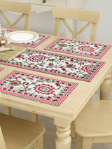 Handblock Printed Canvas Cotton Table Runner With Set Of 6 Mats