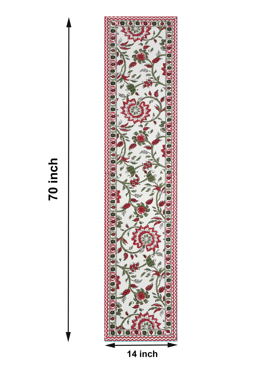 Handblock Printed Canvas Cotton Table Runner With Set Of 6 Mats