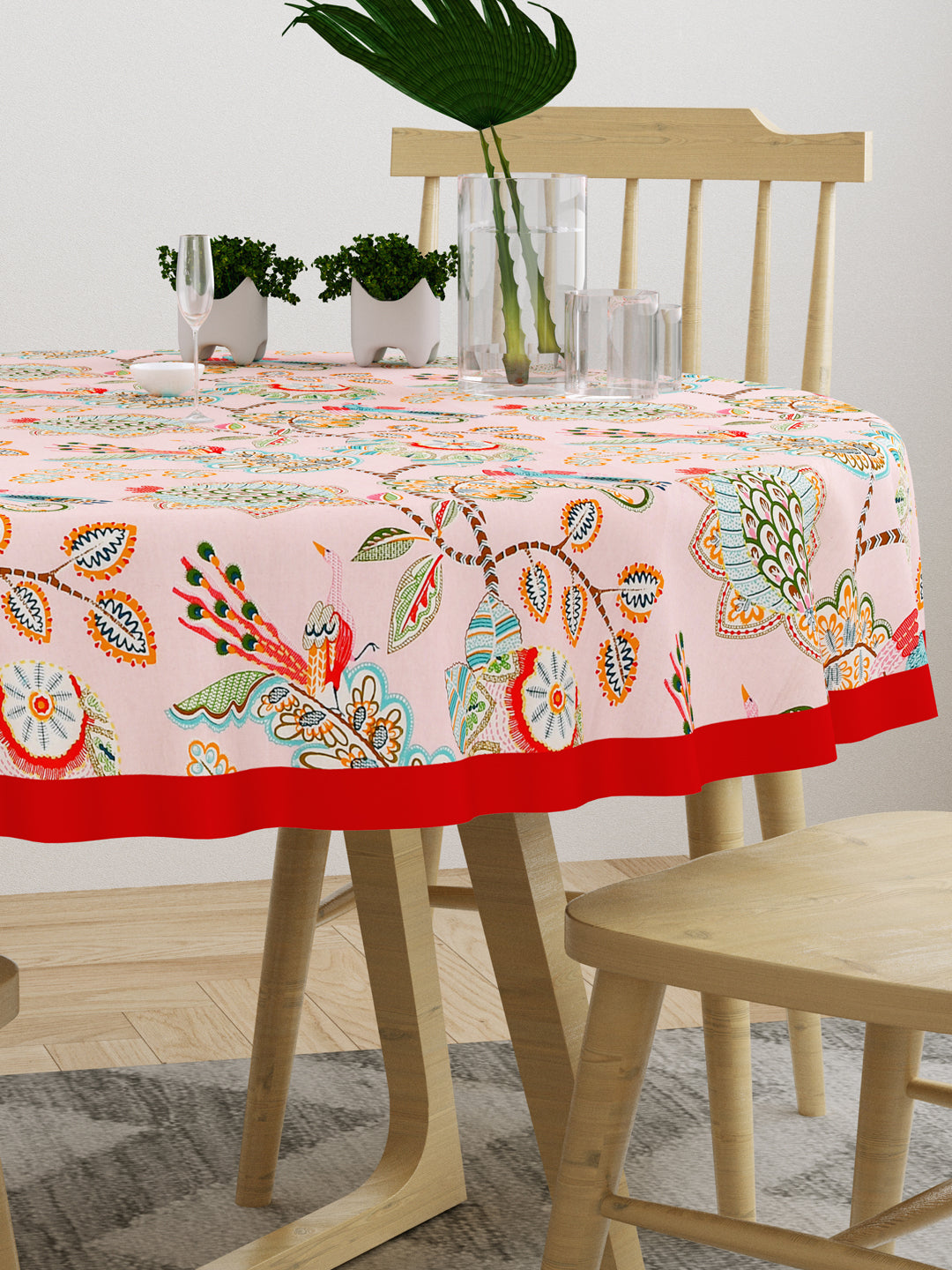 Cotton Round Table Cover - 6 seater- 60inches