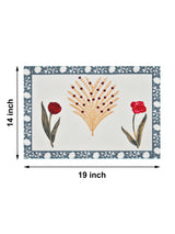 Handblock Printed Canvas Cotton Table Runner With Set Of 6 Mats