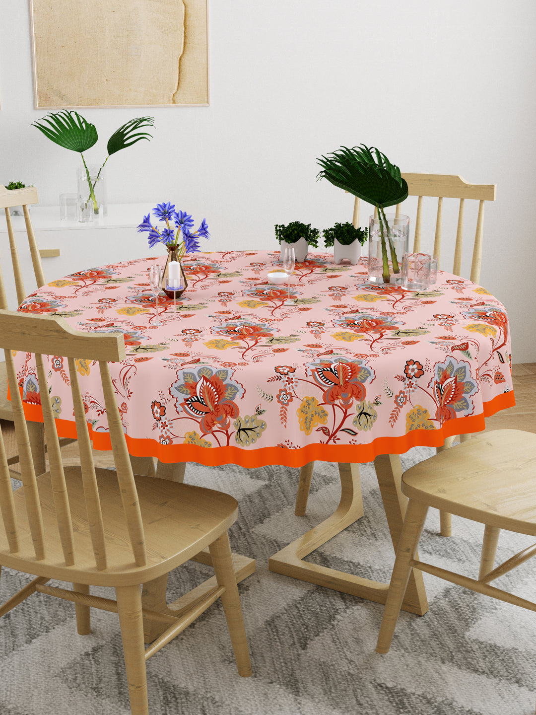 Cotton Round Table Cover - 6 seater- 60inches