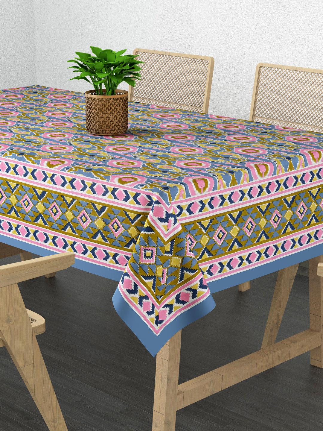Cotton Floral Print Table Cloth 60X90 Inches - 6 Seater Dining Table