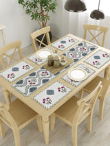 Diwali Gift Box with Handblock Printed Canvas Cotton Table Runner, Set Of 6 Mats & set of 2 Laddoo Candle