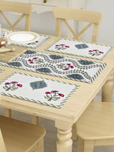 Handblock Printed Canvas Cotton Table Runner With Set Of 6 Mats