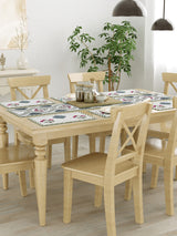Handblock Printed Canvas Cotton Table Runner With Set Of 6 Mats