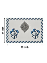 Handblock Printed Canvas Cotton Table Runner With Set Of 6 Mats