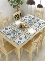 Handblock Printed Canvas Cotton Table Runner With Set Of 6 Mats