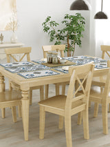 Handblock Printed Canvas Cotton Table Runner With Set Of 6 Mats