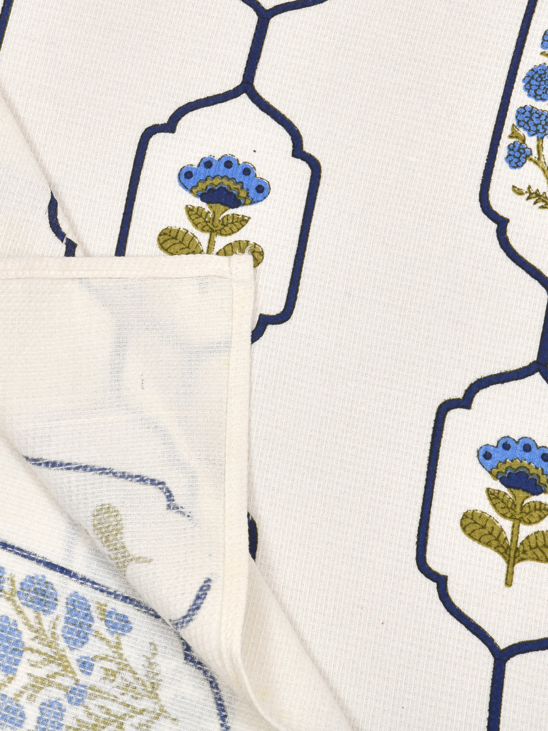 Hand Block Printed Honey Comb Cotton Hand Towel- Set of 2