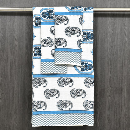 His & Her Towel Gift Set - Handblock Printed Towels - 2 Bath + 4 Hand Towels in 2 designs