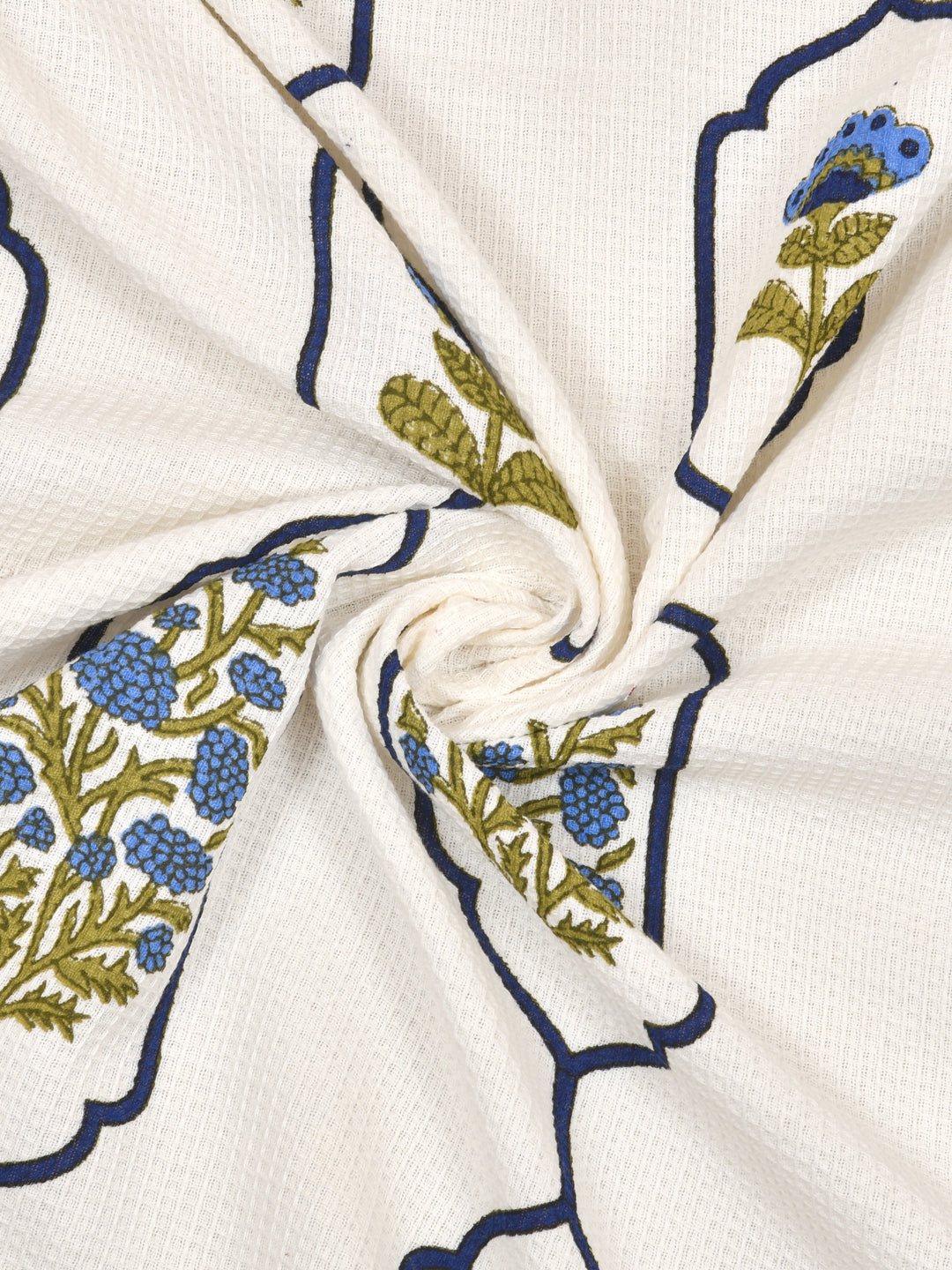 Hand Block Printed Honey Comb Cotton Hand Towel- Set of 2