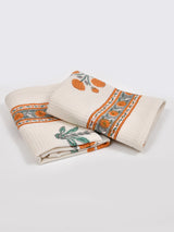 Hand Block Printed Honey Comb Cotton Hand Towel- Set of 2