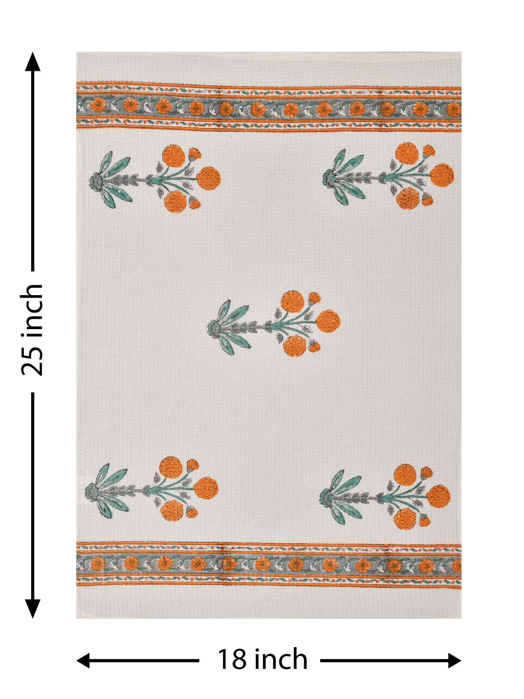 Hand Block Printed Honey Comb Cotton Hand Towel- Set of 2