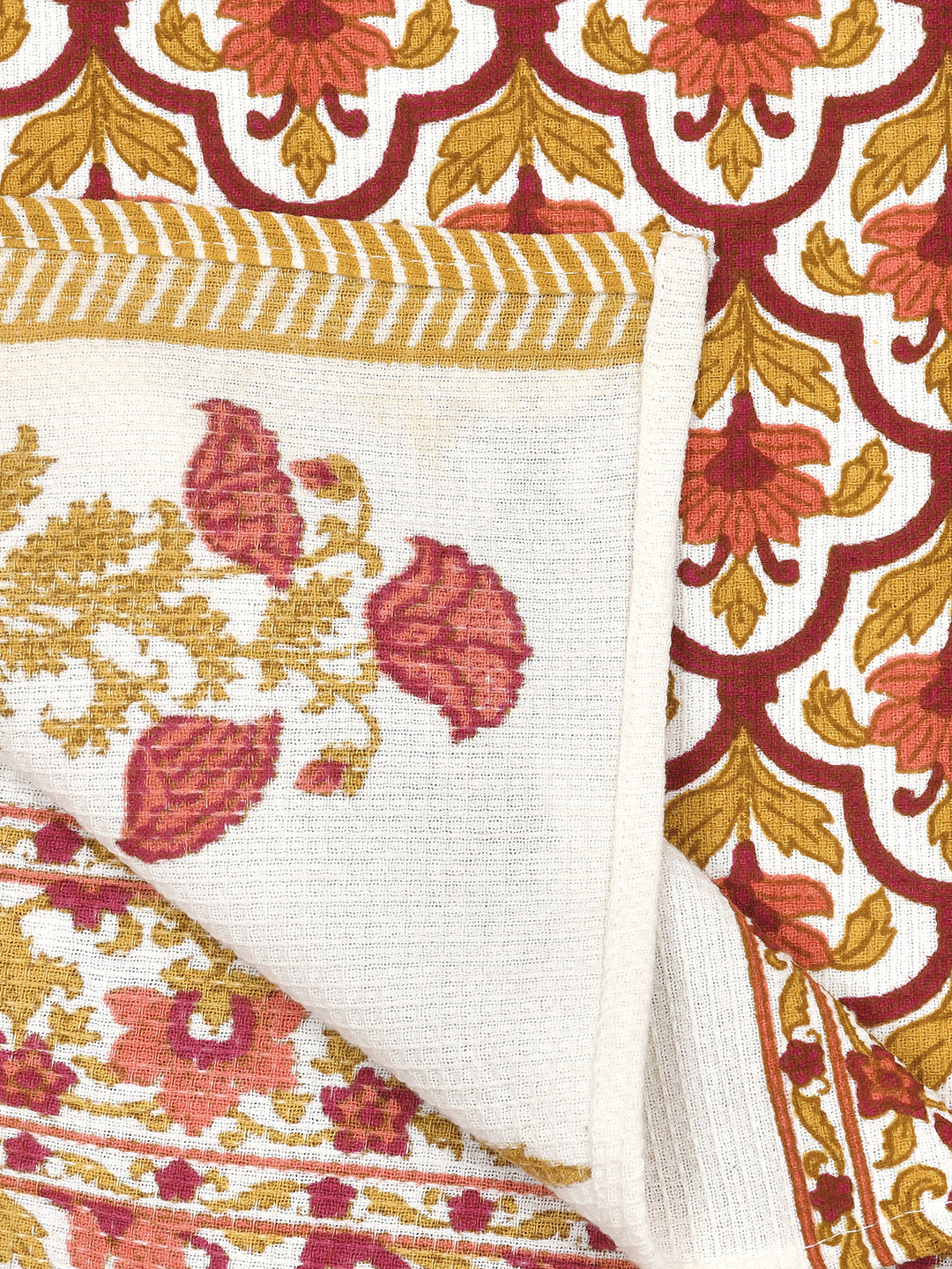 Hand Block Printed Honey Comb Cotton Hand Towel- Set of 2