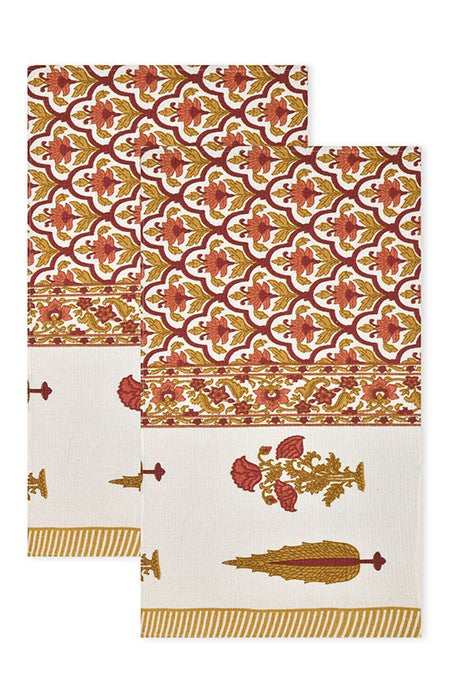 Hand Block Printed Honey Comb Cotton Hand Towel- Set of 2