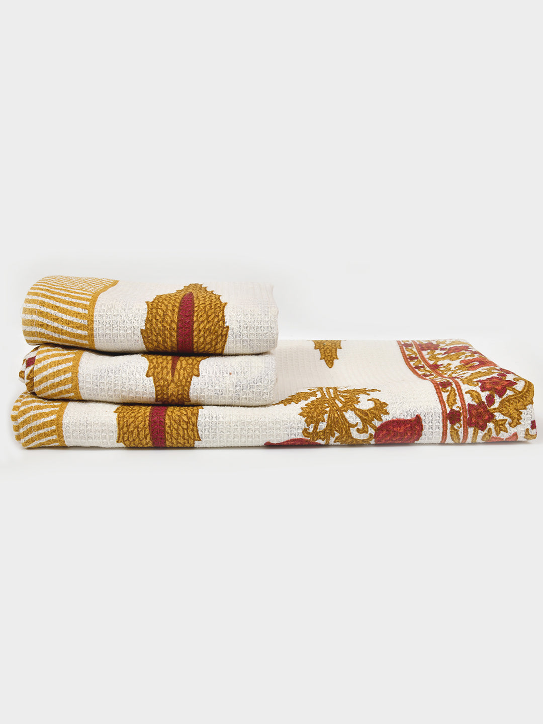 Gift Set - Handblock Printed Towels - 1 Bath + 2 Hand Towels