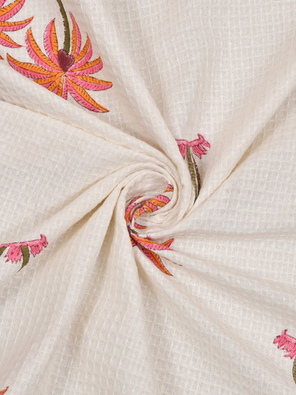 Hand Block Printed Honey Comb Cotton Hand Towel- Set of 2