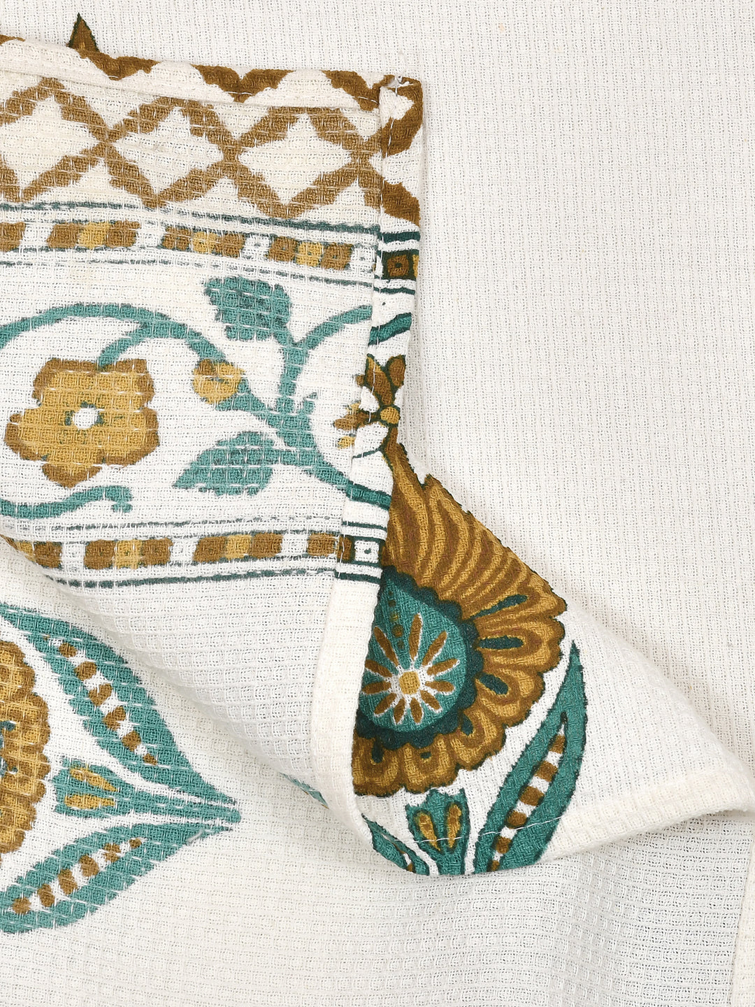Hand Block Printed Honey Comb Cotton Hand Towel- Set of 2