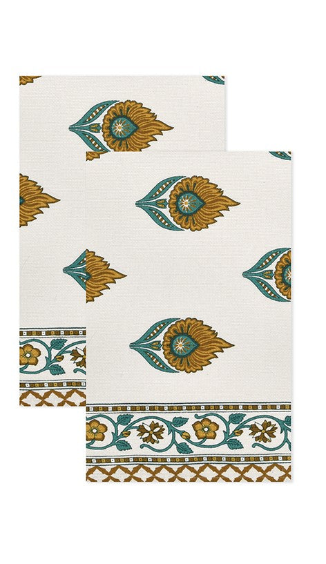 Hand Block Printed Honey Comb Cotton Hand Towel- Set of 2