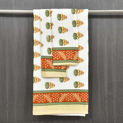 His & Her Towel Gift Set - Handblock Printed Towels - 2 Bath + 4 Hand Towels in 2 designs