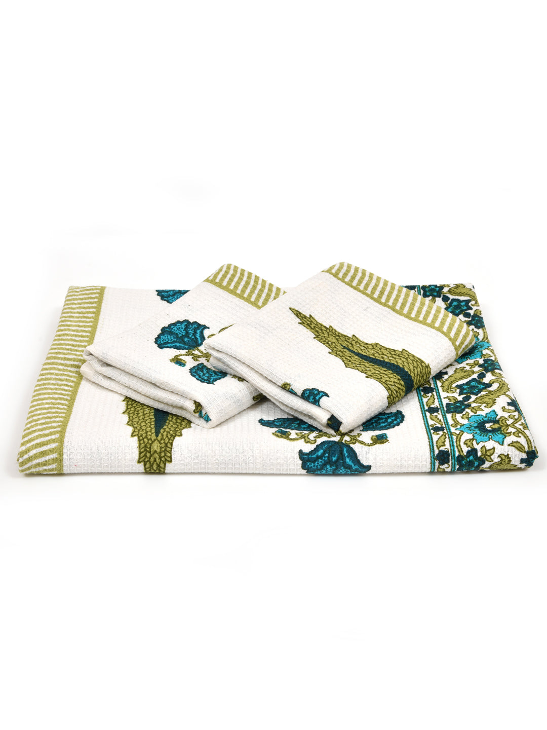 Gift Set - Handblock Printed Towels - 1 Bath + 2 Hand Towels