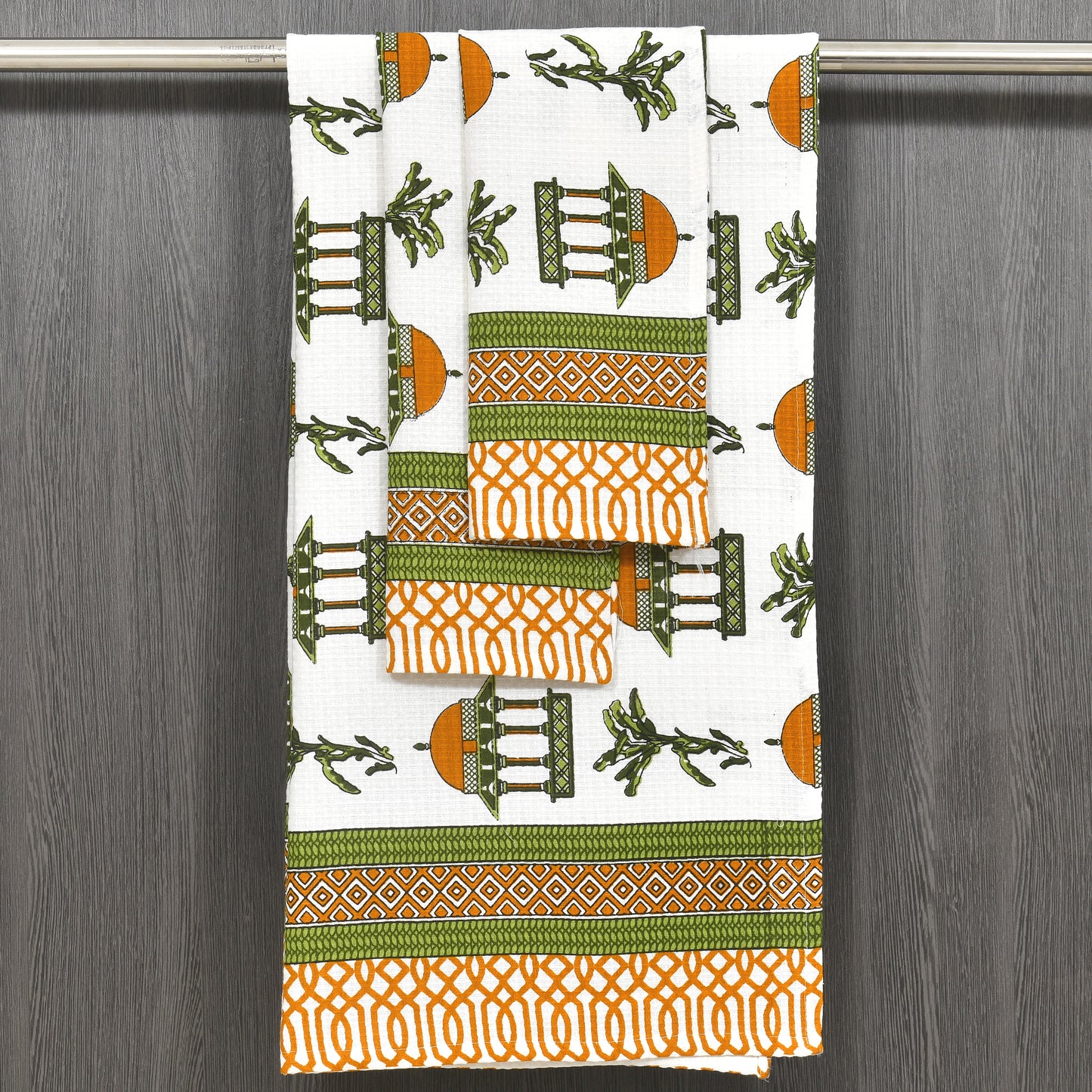 His & Her Towel Gift Set - Handblock Printed Towels - 2 Bath + 4 Hand Towels in 2 designs