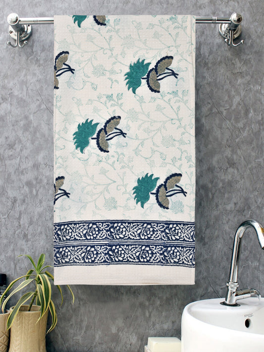 Hand Block Printed Honey Comb Cotton Bath Towel17060210