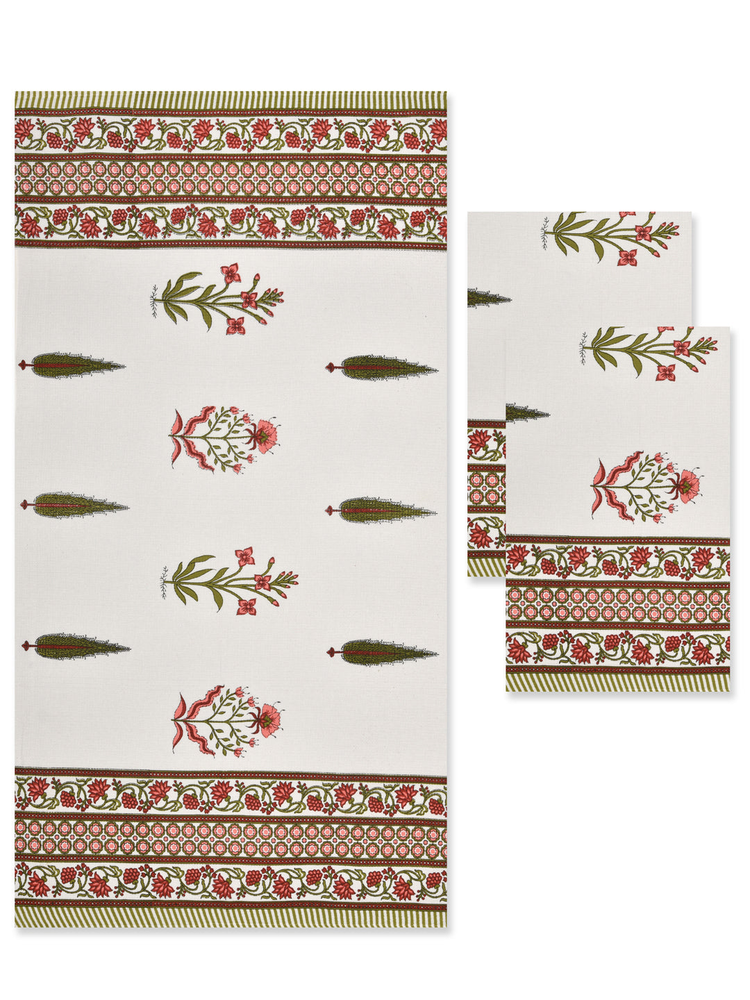 Gift Set - Handblock Printed Towels - 1 Bath + 2 Hand Towels