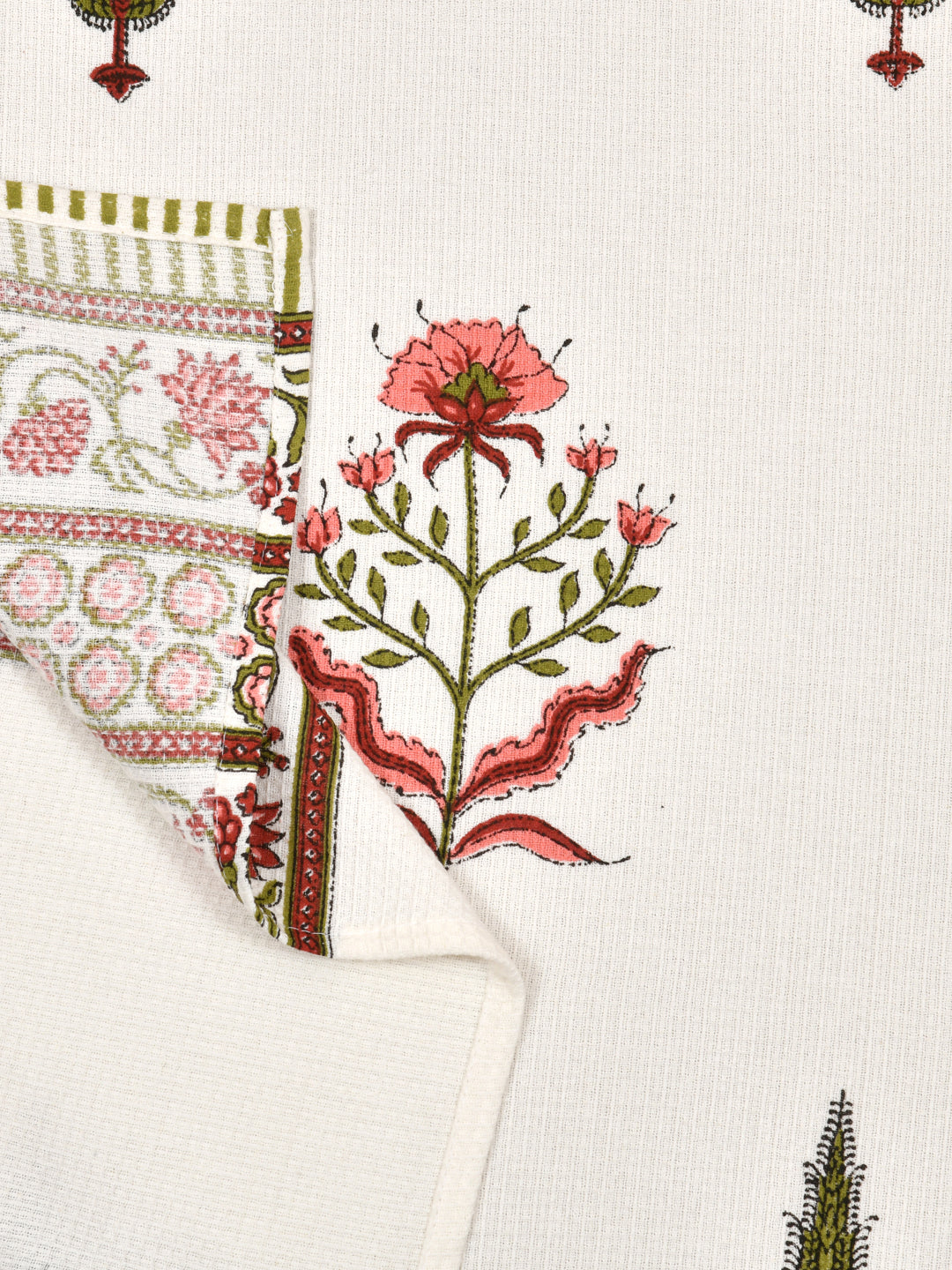 Hand Block Printed Honey Comb Cotton Hand Towel- Set of 2