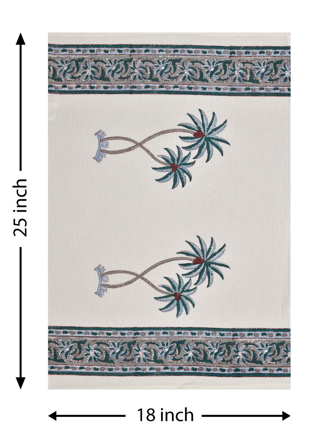 Hand Block Printed Honey Comb Cotton Hand Towel- Set of 2