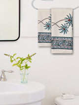 Hand Block Printed Honey Comb Cotton Hand Towel- Set of 2