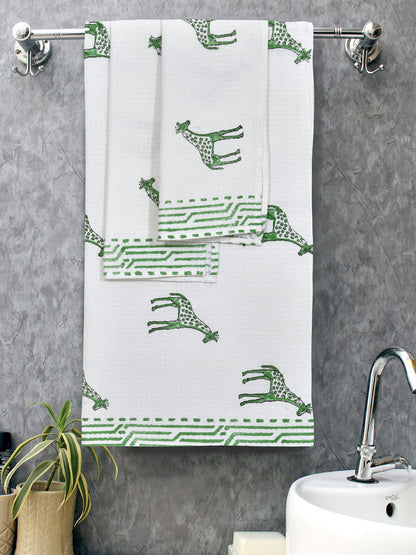 Rakhi Kids Gift Set - Handblock Printed Towels - 1 Bath + 2 Hand Towels