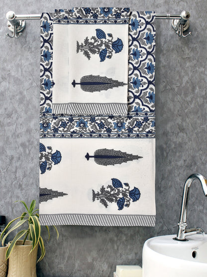 Gift Set - Handblock Printed Towels - 1 Bath + 2 Hand Towels