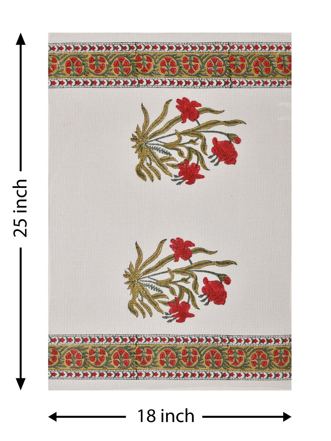 Hand Block Printed Honey Comb Cotton Hand Towel- Set of 2