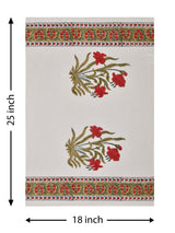Hand Block Printed Honey Comb Cotton Hand Towel- Set of 2