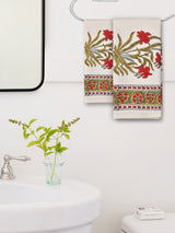 Hand Block Printed Honey Comb Cotton Hand Towel- Set of 2