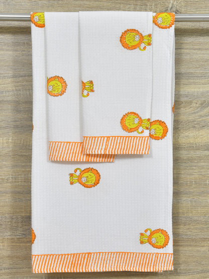 Rakhi Kids Gift Set - Handblock Printed Towels - 1 Bath + 2 Hand Towels