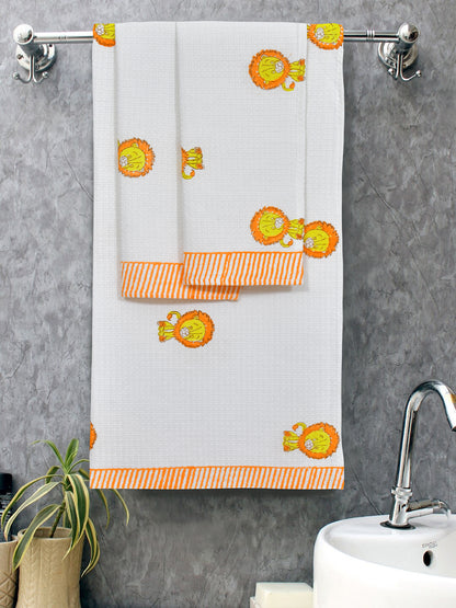 Rakhi Kids Gift Set - Handblock Printed Towels - 1 Bath + 2 Hand Towels