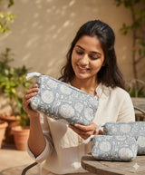 Set of 3 cosmetic bag/pouches with waterproof lining